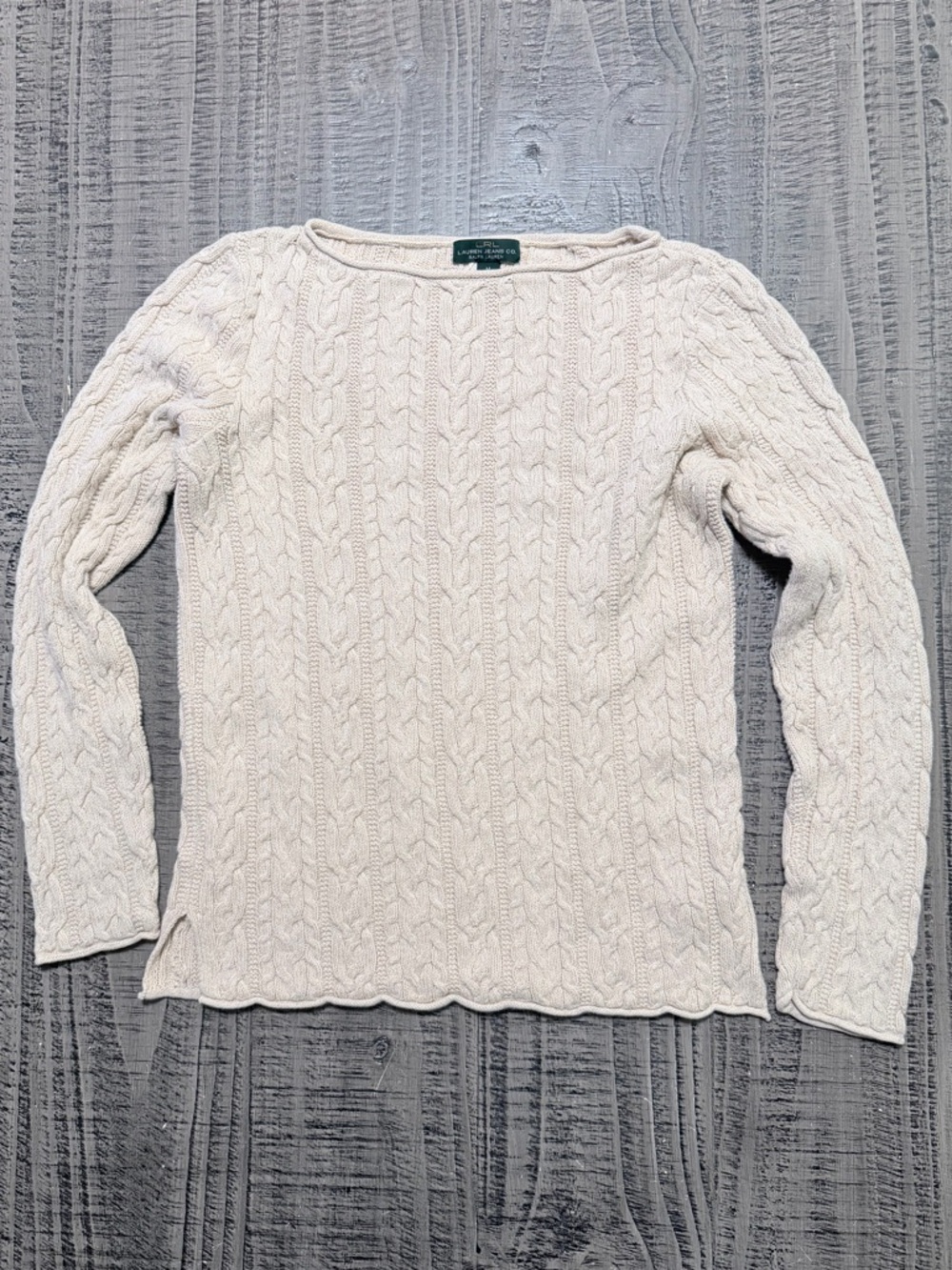 Lauren Ralph Lauren Cream Cable-Knit Scoop Neck Sweater